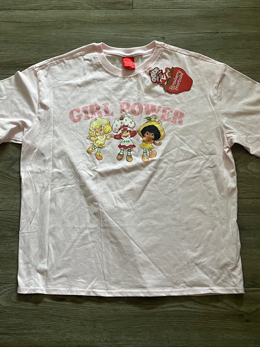 Strawberry Shortcake "Girl Power" Pink Woman Oversized Short-Sleeve Tee